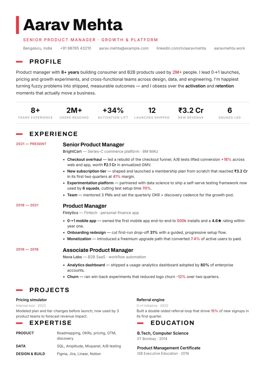 Swiss minimal Classic centered resume template — Clean Swiss style