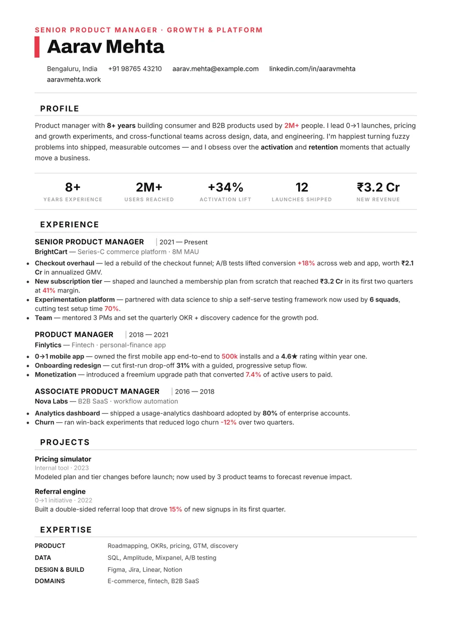 Swiss minimal Formal resume template — Clean Swiss style