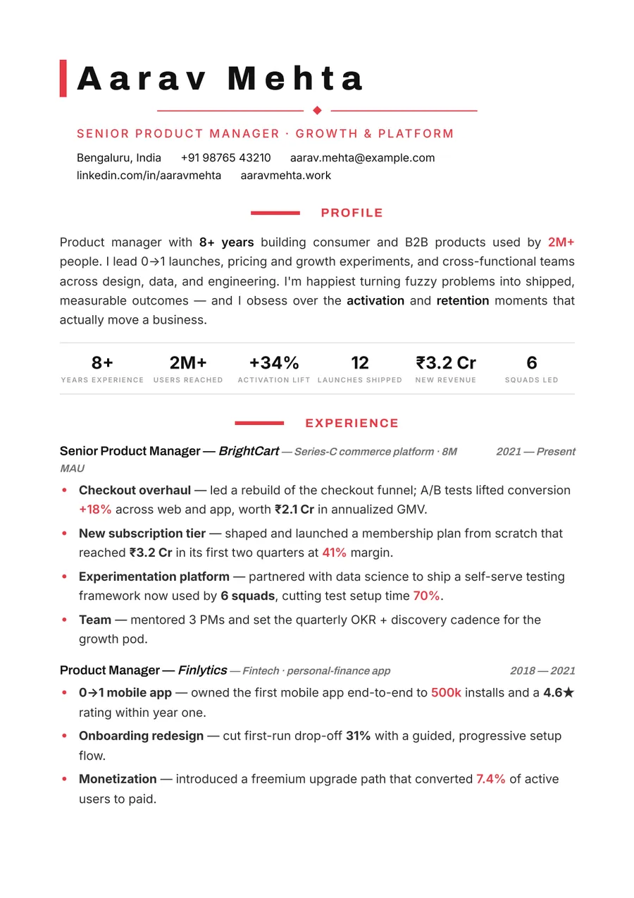 Swiss minimal Letterpress resume template — Clean Swiss style