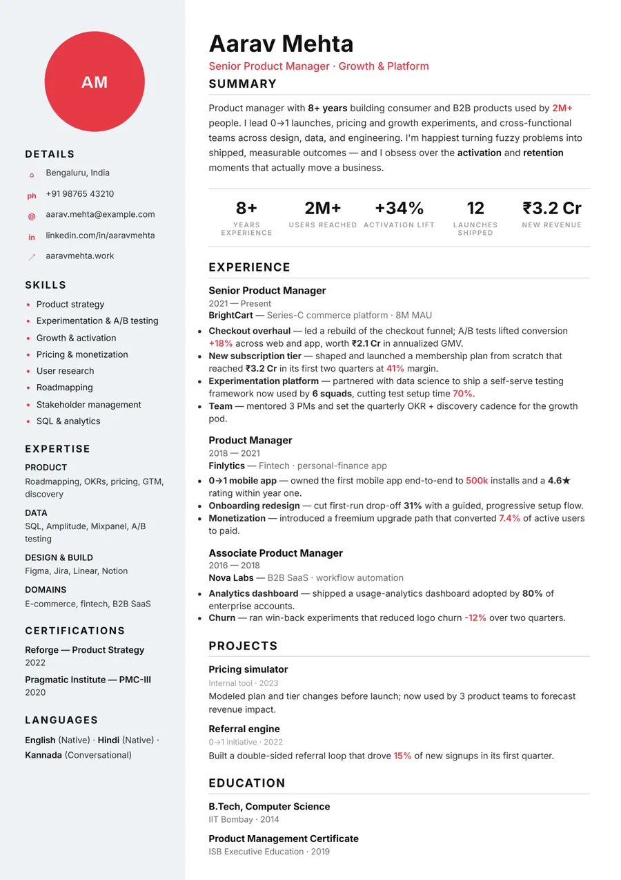 Swiss minimal Portrait resume template — Clean Swiss style