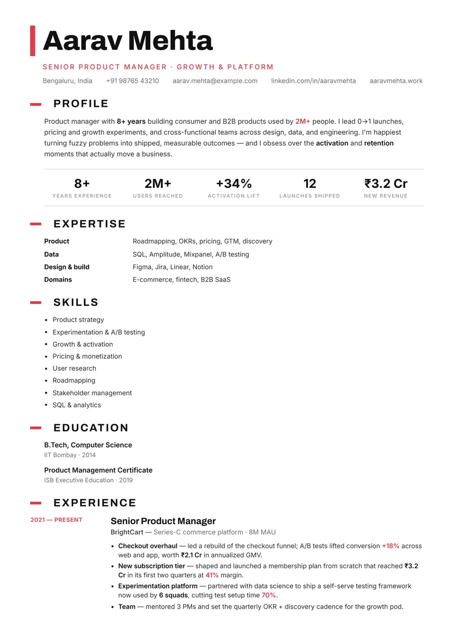 Swiss minimal Stacked resume template — Clean Swiss style
