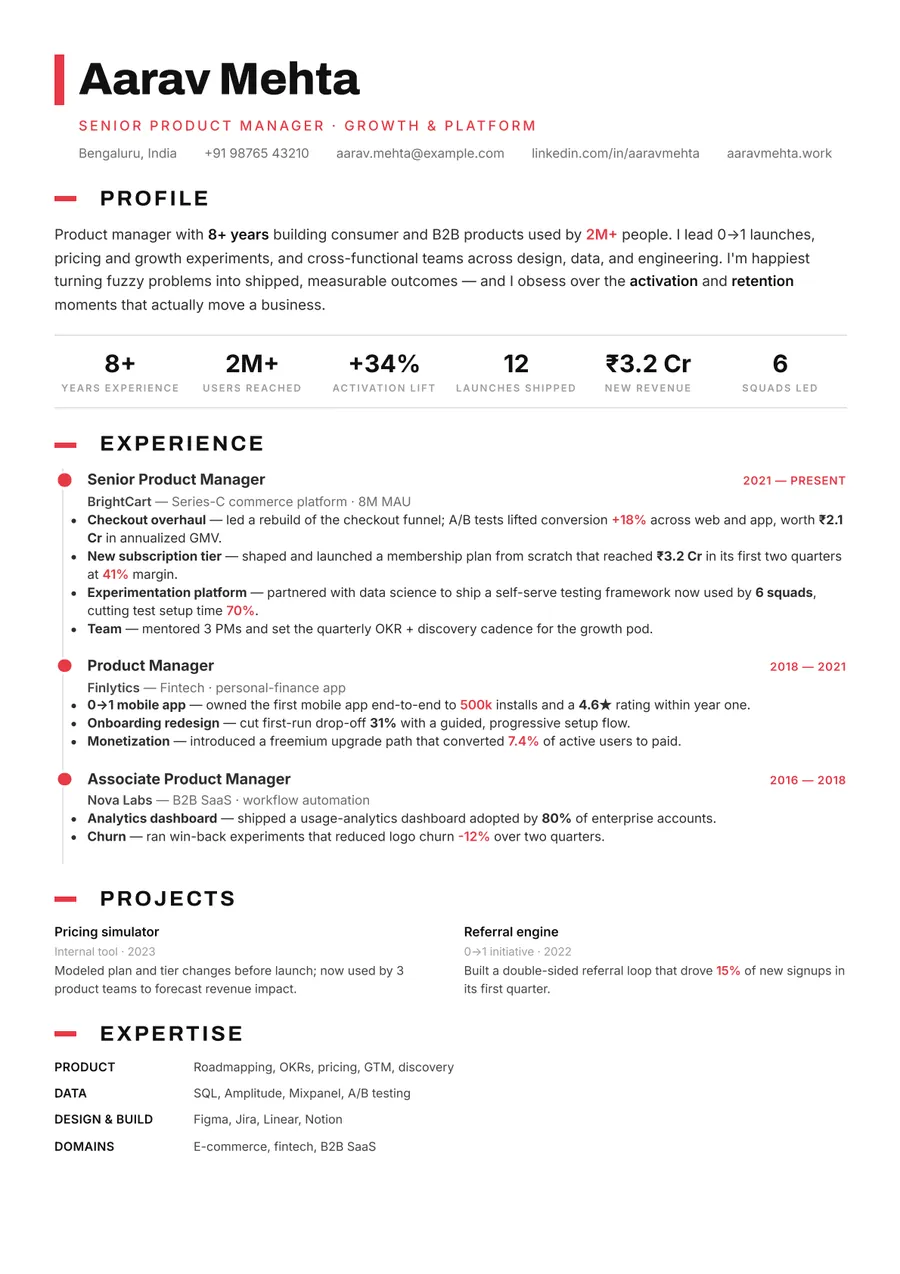 Swiss minimal Timeline resume template — Clean Swiss style