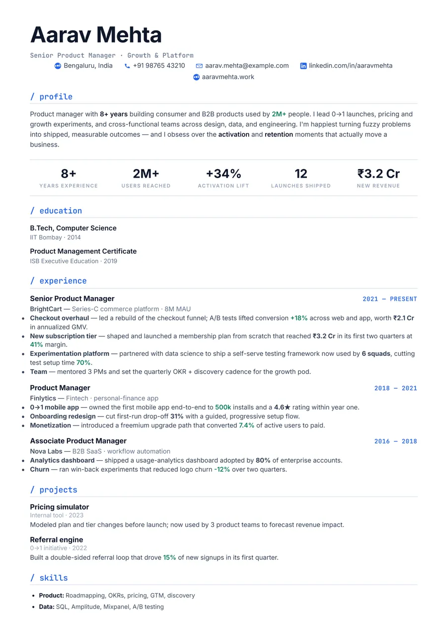 Terminal developer Academic resume template — Technical & modern