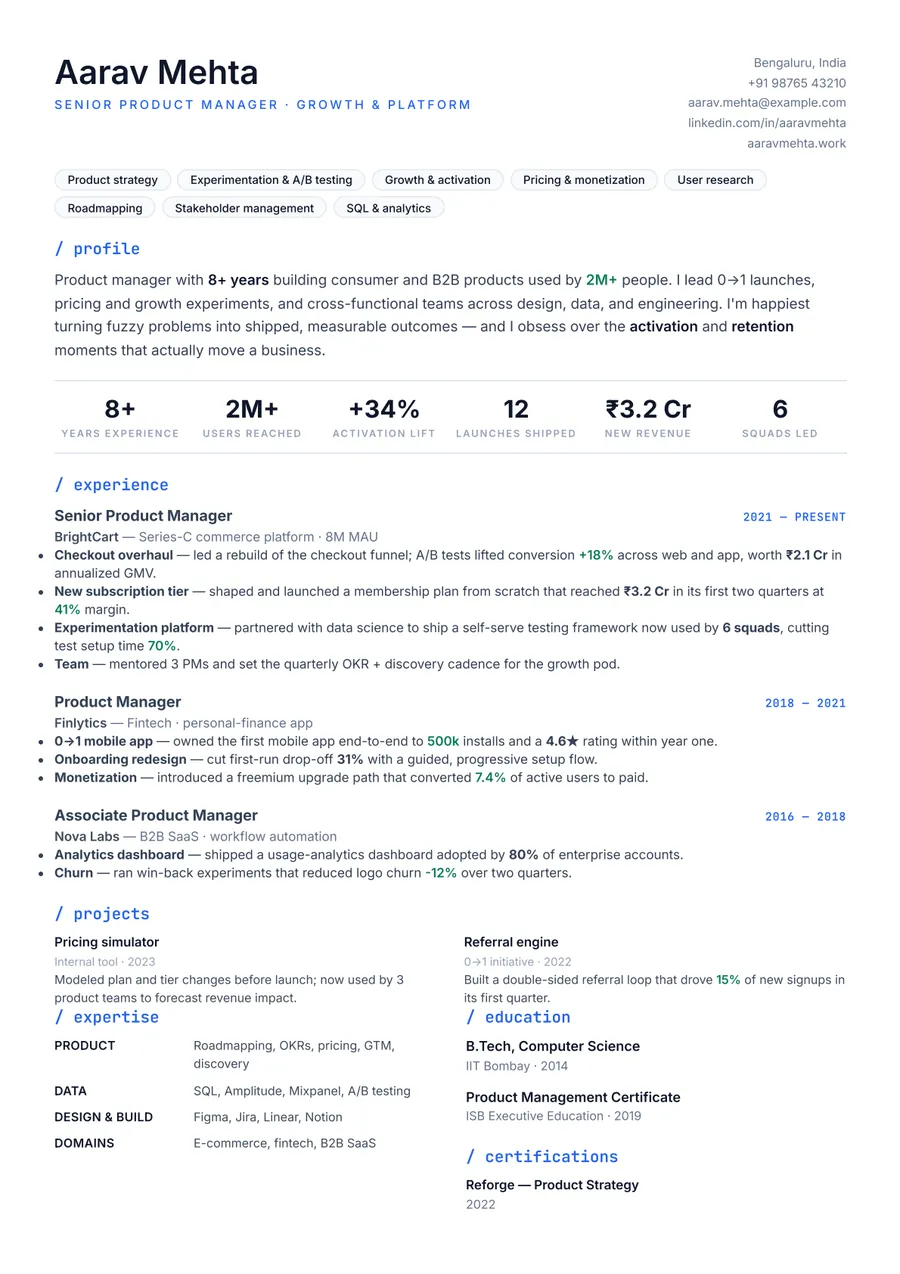 Terminal developer Compact header resume template — Technical & modern