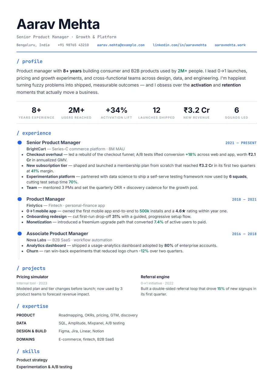Terminal developer Timeline resume template — Technical & modern